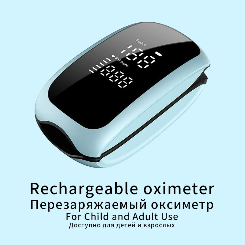 Recharge Finger Pulse Oximeter SpO2 Blood Oxygen Saturation Monitor with Rate Measurements Meter Medical Digital LED Heart Rate