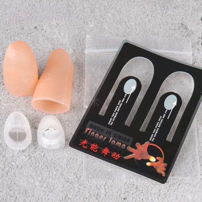 2 Pcs/set Magic Thumbs Light Toys for Adult Magic Trick Props Blue Light Led Flashing Fingers Halloween Party Toys for Children