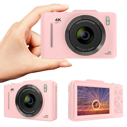 HD 4K 48MP Point Shoot Camera 16X Zoom Small Travel Camera 2.8 Inch Screen Photography Video Camera for Kids Boys Girls