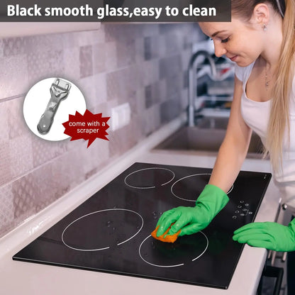 Ceramic Cooktop, Built-in 4 Burners Electric Stove Electric Cooker Hob With Touch Control Child Lock Timer Easy To Clean with Ha