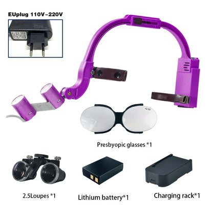 Dental 2.5X 3.5X 5X 6X Optional Loupe Magnification Binocular Surgical Magnifier with Headlight LED Light Dentist Medical Loupes