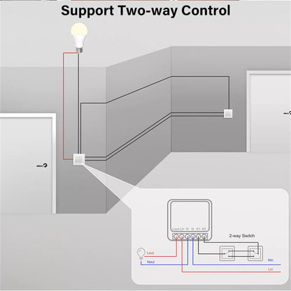 Tuya 16A MINI Wifi Smart Switch Support 2-way Control Timer Wireless Switches Smart Home Automation With Alexa Google Home Alice