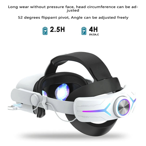 1 PCS Head Strap With 8000Mah Battery For Oculus Quest 2 Extend Playtime Adjustable Elite Strap VR Replacement Parts (Black)