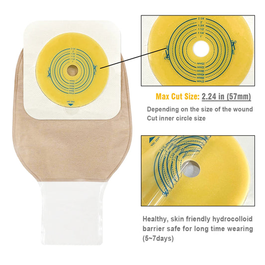 10pcs barriers/15pcs bags+6pcs barriers Two Piece Colostomy Bags with Clamp Clip for Ostomy Patient Care