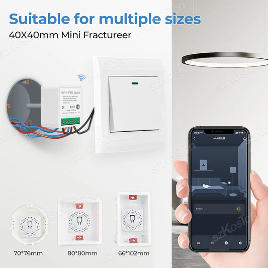 RF433 WiFi Smart Switch Tuya 16A Home Mini Relay Receiver DIY Light Switch Automation Controller Voice Works with Alexa Google