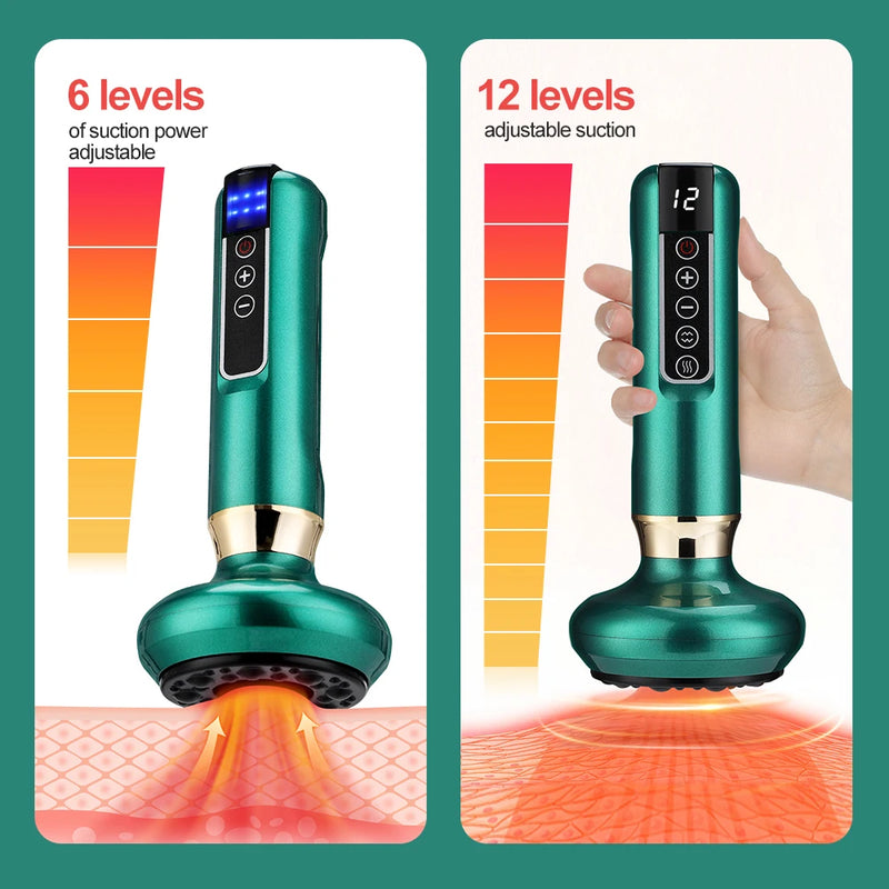 Electric Cupping Massager, Vacuum Suction Cup GuaSha Instrument Anti Cellulite Beauty Scraping Infrared Heat Slimming Massager