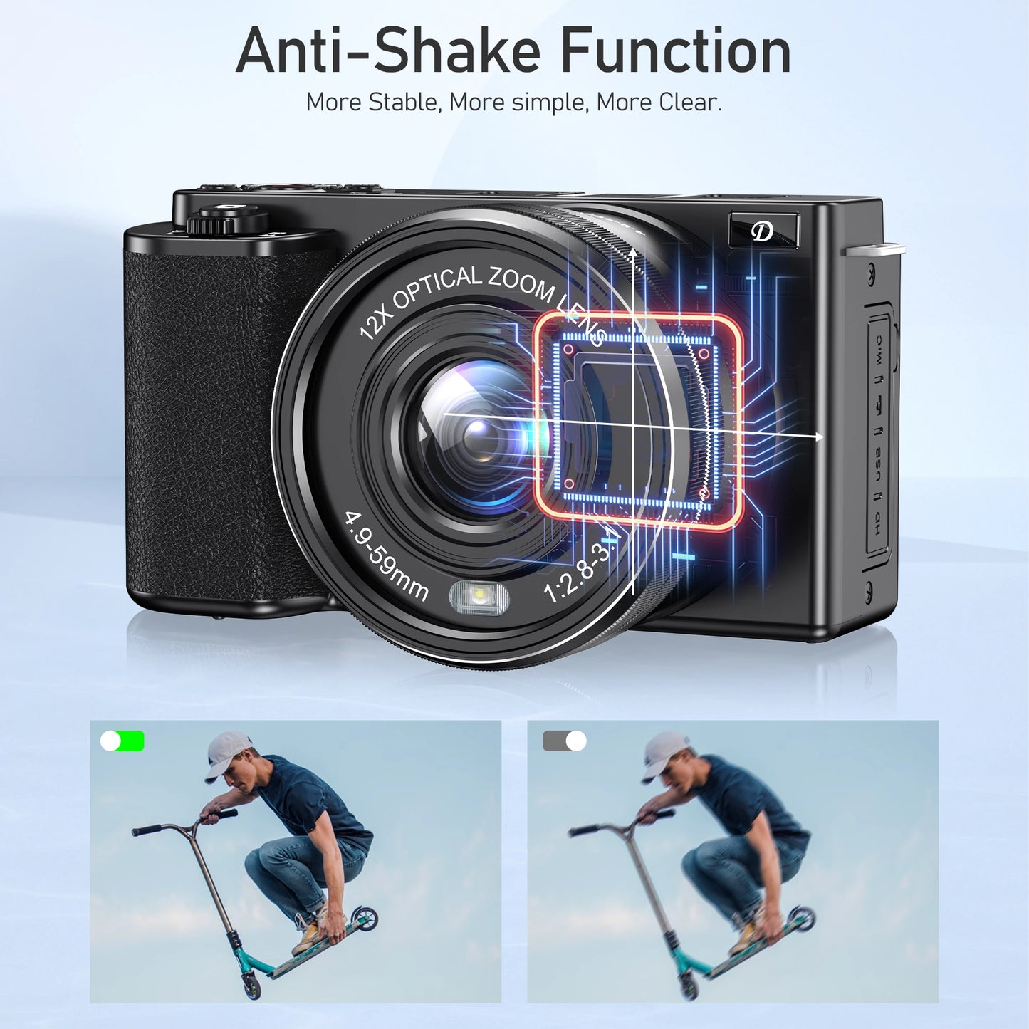 Komery 12X Optical Zoom SLR DSLR Camera 4K 64MP HD Digital Cameras For Photography Auto Focus WiFi Video Vlog Webcam Camcorder