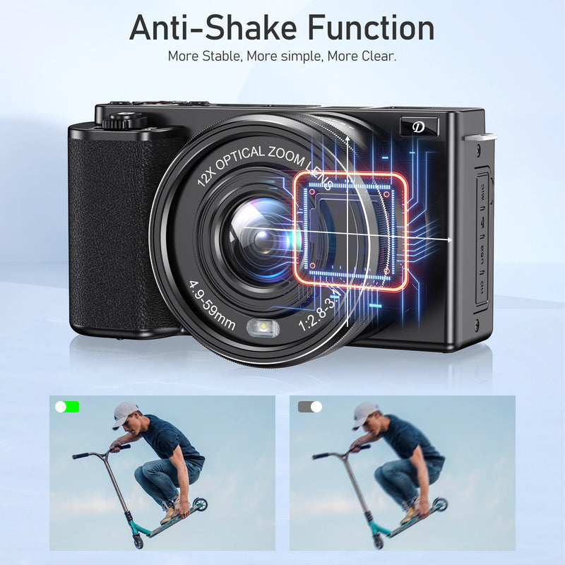 Komery 12X Optical Zoom SLR DSLR Camera 4K 64MP HD Digital Cameras For Photography Auto Focus WiFi Video Vlog Webcam Camcorder