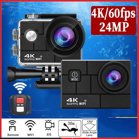 Helmet Action Camera Ultra HD 4K 60FPS 170D 24MP 2.0 LCD EIS WiFi 30M  Waterproof Remote Control Outdoor Sport Video Recorder