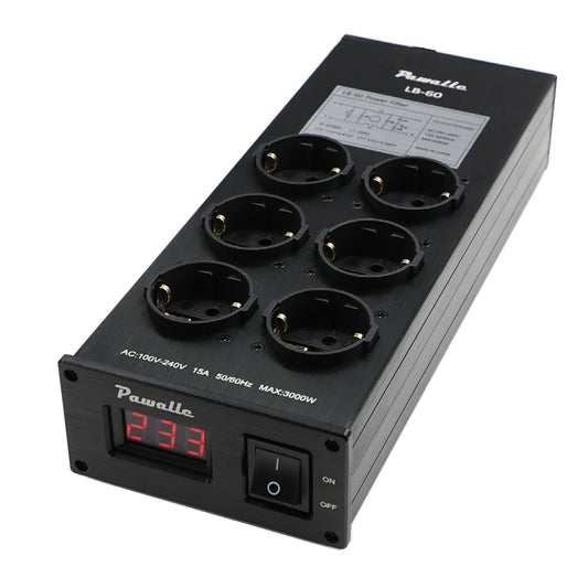 Pawalle LB60 EU power filter anti surge socket with overload protection and voltage display function