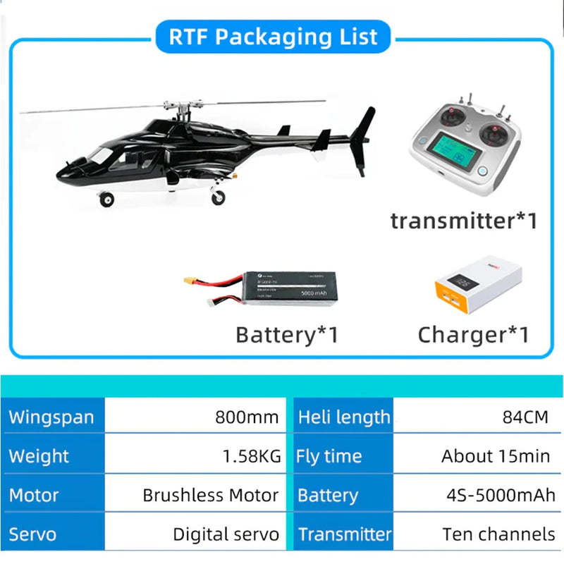 Flywing Airwolf 450 Size Helicopter GPS RTF Airwolf V2 Scale RC helicopter 6CH with H1 Flight Controller Auto-aerobatic Flight