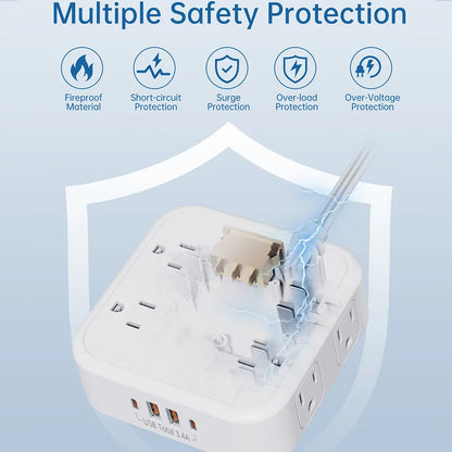 US Plug AC Outlet Multiprise Power  Strip 1.5M Extension Cable Multitap Network Filter With USB C  Charging Network Filter Adapt