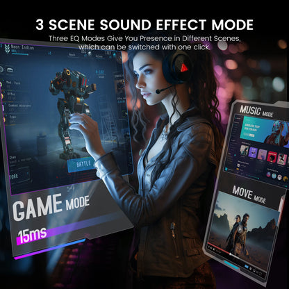 EKSA E900 X 5.8GHz Wireless Headphones 7.1 Wired Gaming Headset Gamer with ENC Mic 15ms Low Latency 3 Mode for PC/PS4/PS5/Xbox