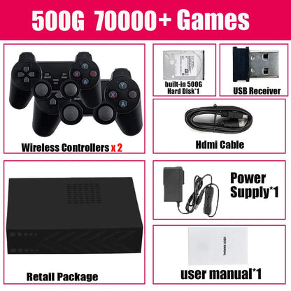 Retro Video Game Console R3 PRO Batocera System 500GB 3865U 70000+Games For Wii PS2 PSP Saturn GameCube N64 Wireless handle