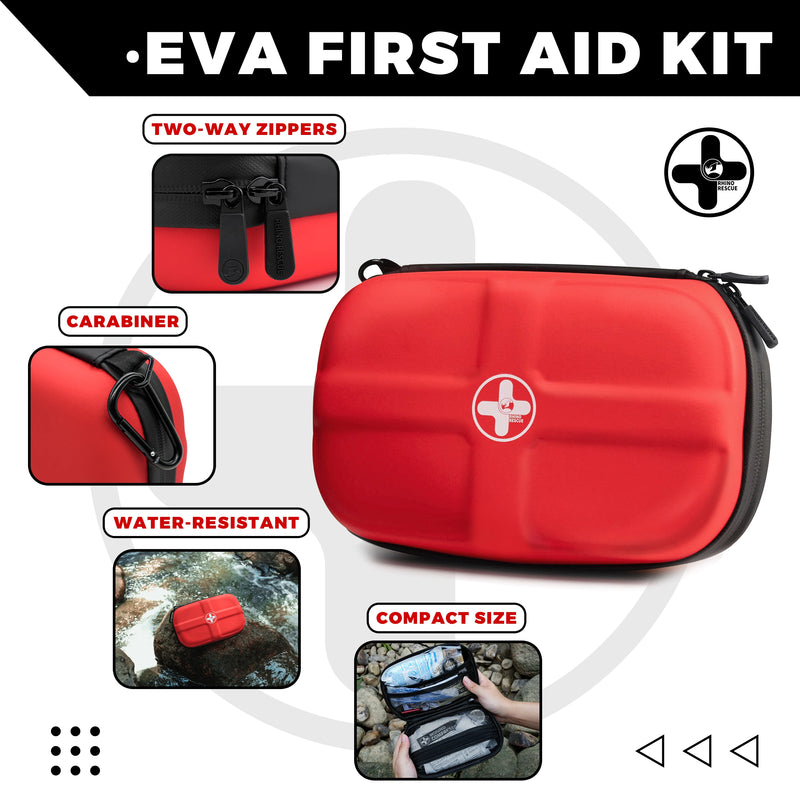 RHINO RESCUE First Aid Kit, Waterproof Portable Emergency Medical Kit for Travel, Home, Care, College Dorm, Camping, Hiking,