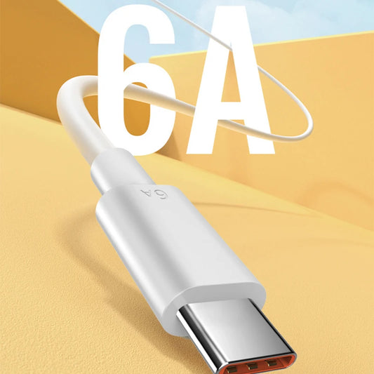 6A 66W USB C Cable Super-Fast Cable For Huawei Mate 40 50 Fast Charging USB Type C Charger Cable For Xiaomi 11 10 Pro USB-C Cord