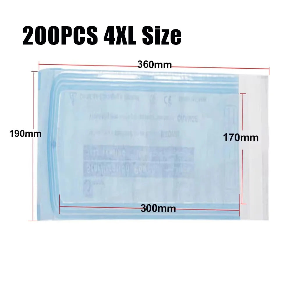 200/20/10PCS Disposable Self-sealing Sterilization Pouches Bags 7 Sizes Medical-grade Bag Disposable Nail Art Tattoo Accessories
