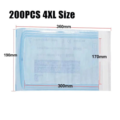 200/20/10PCS Disposable Self-sealing Sterilization Pouches Bags 7 Sizes Medical-grade Bag Disposable Nail Art Tattoo Accessories