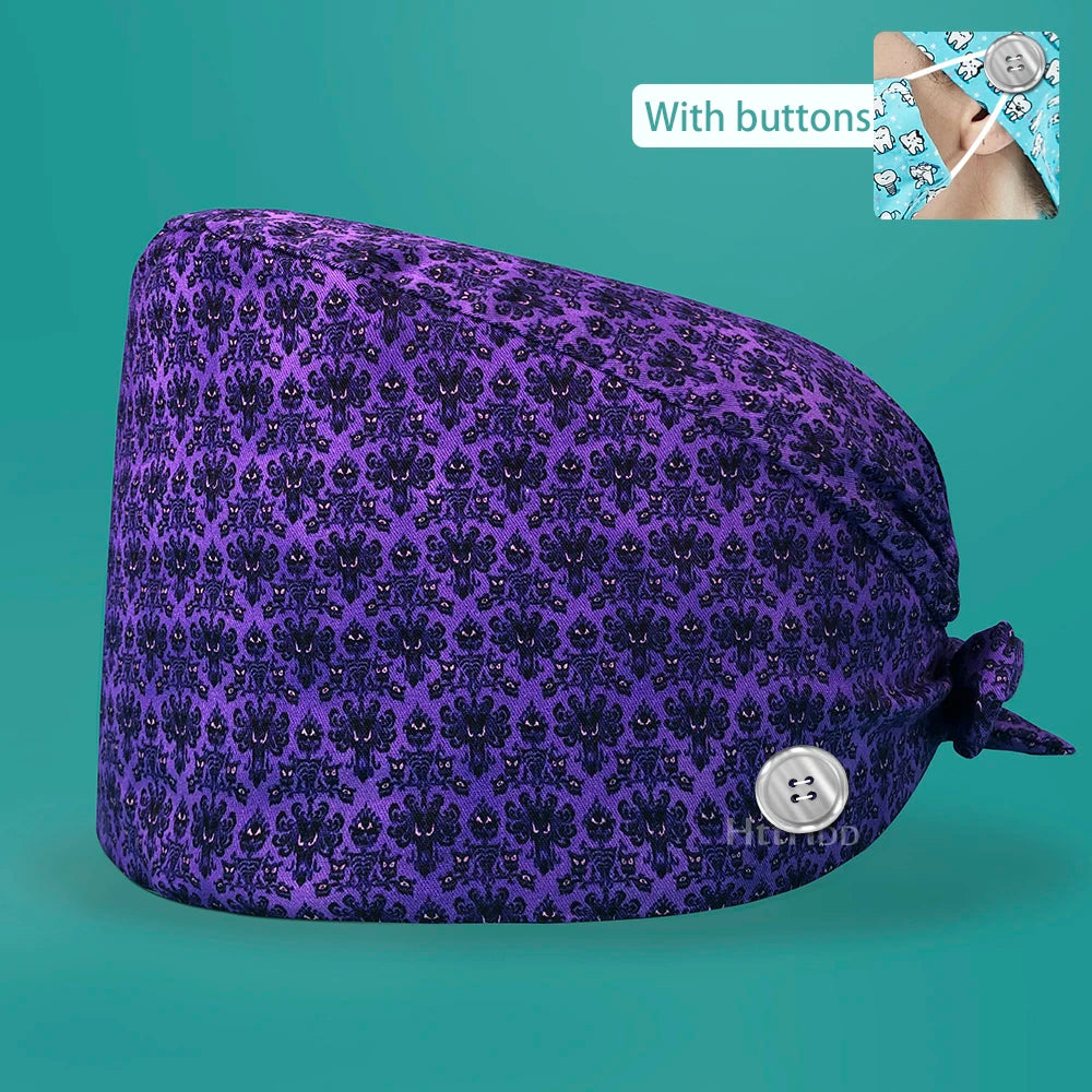 Personalized Printing Doctor Surgical Cap Long Hair Classic Nurse Toe Hat for Men Women Sweat-absorbent Towel Cotton Scrub Cap