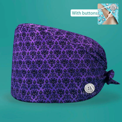 Personalized Printing Doctor Surgical Cap Long Hair Classic Nurse Toe Hat for Men Women Sweat-absorbent Towel Cotton Scrub Cap