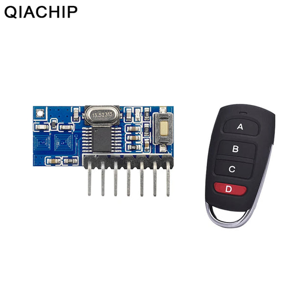 RF 433mhz Transmitter 4 Button Remote Control + Receiver Module Fixed EV1527 Decoding 4CH Output With Learning DIY Kit difoda