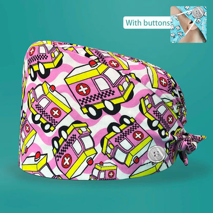 Personalized Printing Doctor Surgical Cap Long Hair Classic Nurse Toe Hat for Men Women Sweat-absorbent Towel Cotton Scrub Cap