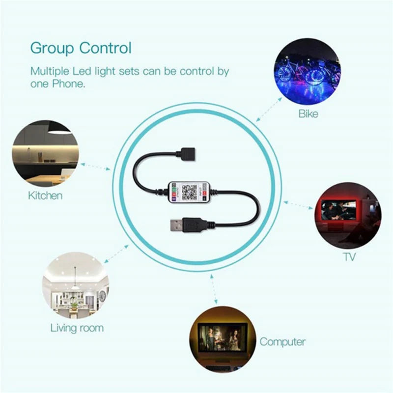 Hot Mini Wireless 5-24V Smart Phone Control RGB LED Strip Light Controller USB Cable 4.0 Smart Home Automation Modules