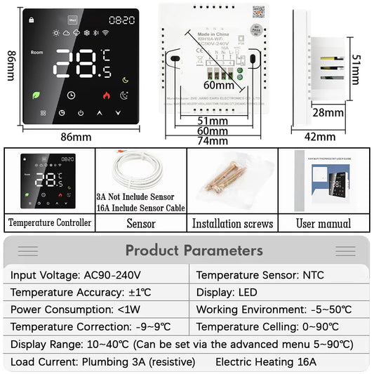 Tuya WiFi Smart Thermostat Electric Floor Heating TRV Water Gas Boiler Temperature Voice Remote Controller for Google Home Alexa
