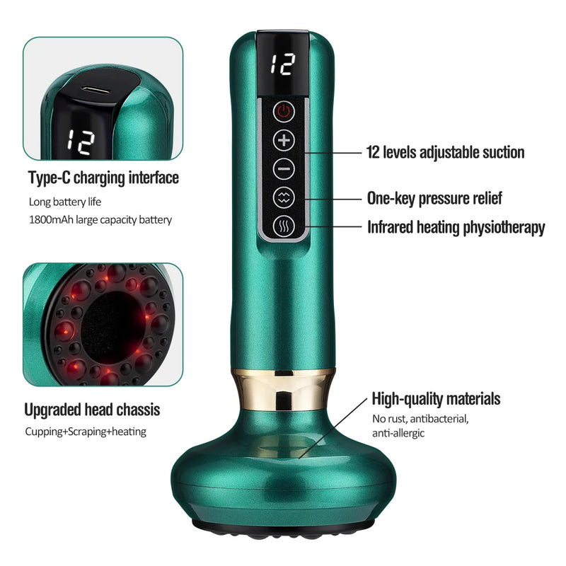 12 Gears Electric Vacuum Cupping Massage Body Cups Anti-Cellulite Therapy Massager for Body Electric Guasha Scraping Fat Burning
