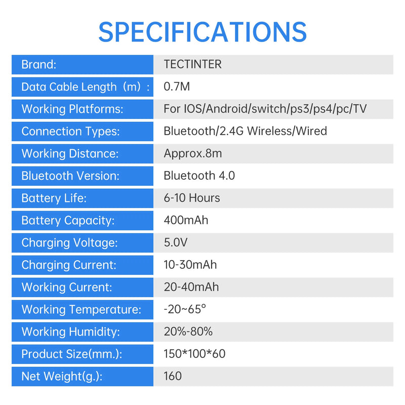 Wireless Game Controller 4.0 BT Joystick For Android Gamepad Console PC Joystick For PS3/PS4/Switch Controle Accessories