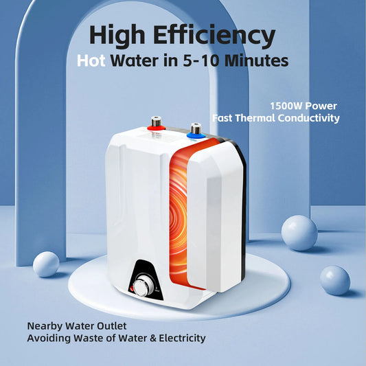 Sweetmile 110V 1500W Electric Water Heater with 8L/2.11gal Tank Storage Adjustable Temperature 86-149°F Water Heater For Kitchen