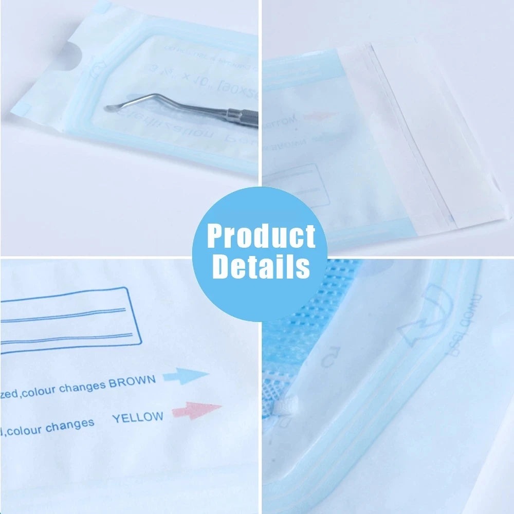 200 PCS Self Sealing Sterilization Pouch Bags for Nail Tools Grade Paper Disposable Dental Tattoo Accessories Tool Storage Bag