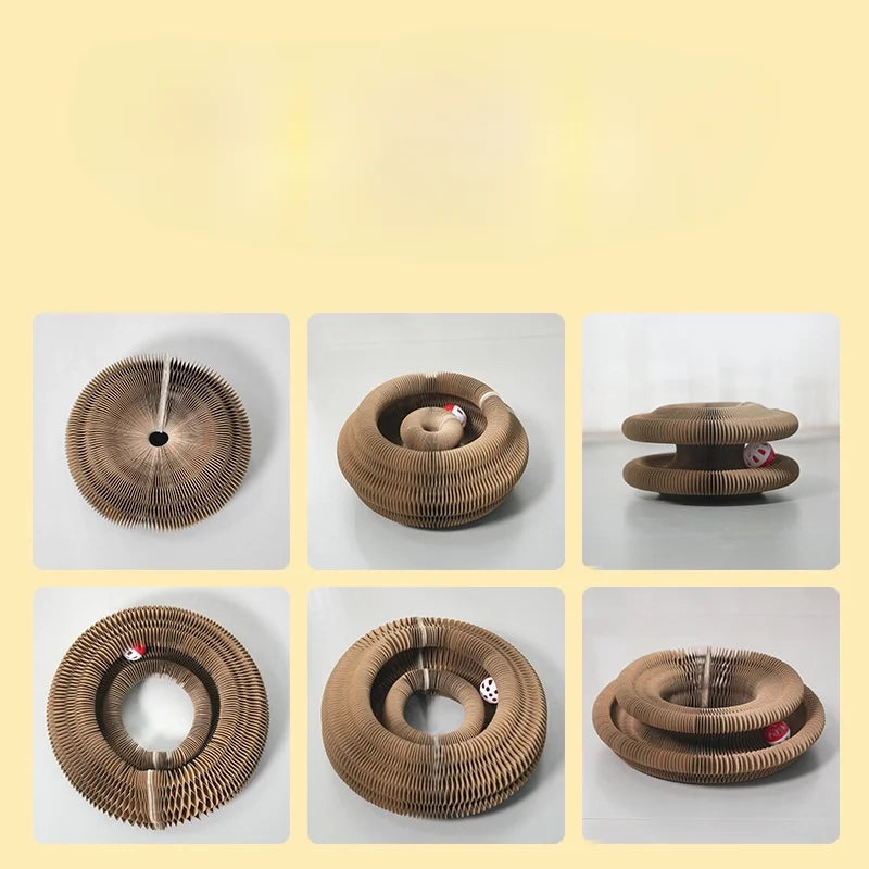 Magic Organ Foldable Cat Interactive funny Toys Pet Supplies with Bell Cat Grinding Claw Climbing Frame Round Corrugated Sleep