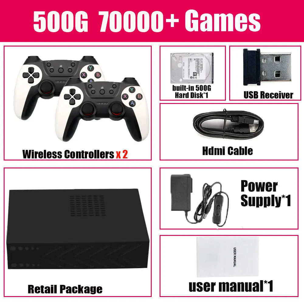 Retro Video Game Console R3 PRO Batocera System 500GB 3865U 70000+Games For Wii PS2 PSP Saturn GameCube N64 Wireless handle