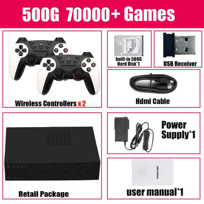 Retro Video Game Console R3 PRO Batocera System 500GB 3865U 70000+Games For Wii PS2 PSP Saturn GameCube N64 Wireless handle