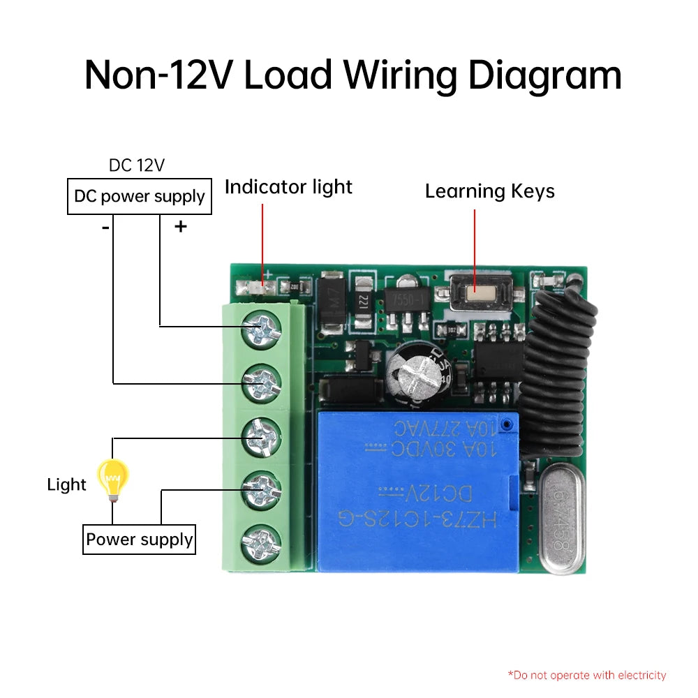 DC12V 433MHz Wireless Transmitter Receiver Module Single Relay Wireless Remote Control Switch Kit Smart Automation Module