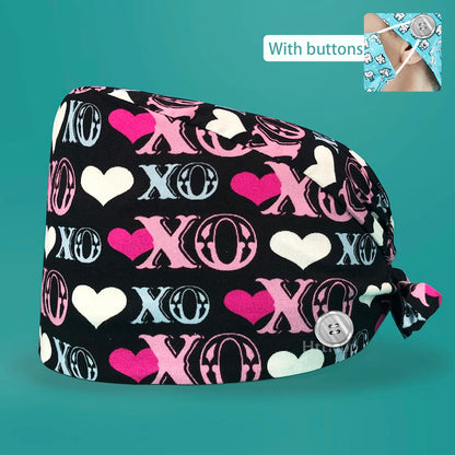 Personalized Printing Doctor Surgical Cap Long Hair Classic Nurse Toe Hat for Men Women Sweat-absorbent Towel Cotton Scrub Cap