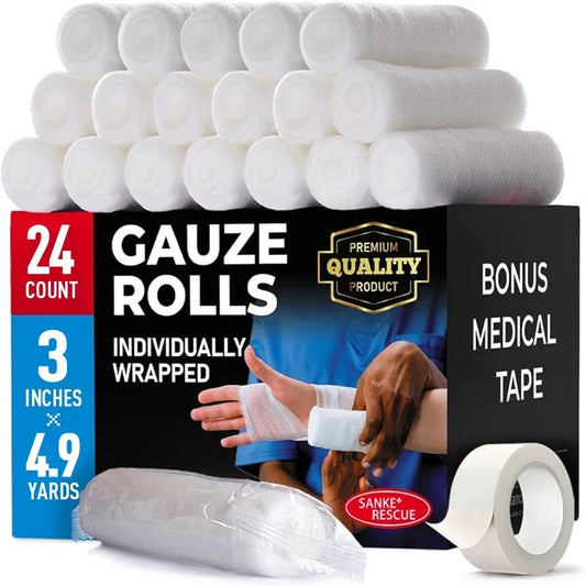 12-24pcs/lot 7.5cmX4.5m Cotton PBT Elastic Bandage Medical Supply Conforming First Aid Gauze For Wound Dressing Emergency Care