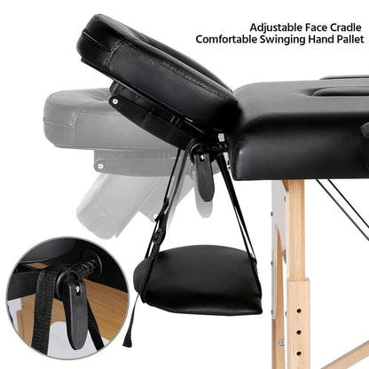 Spa Bed Portable Lash Bed Massage Bed Foldable Spa Table Adjustable 2 Fold Belt Non woven Bag 24 inches, Black