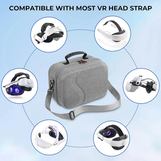Travel Carrying Case for BOBOVR M3PRO Battery Head Strap, EVA Hard Shell Storage Bag for M3PRO VR Headset Controller Accessories