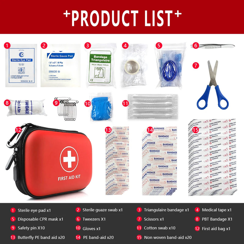 91pcs Portable Emergency Medical Bag First Aid Storage Box For Household Outdoor Travel Camping Equipment Medicine Survival Kit