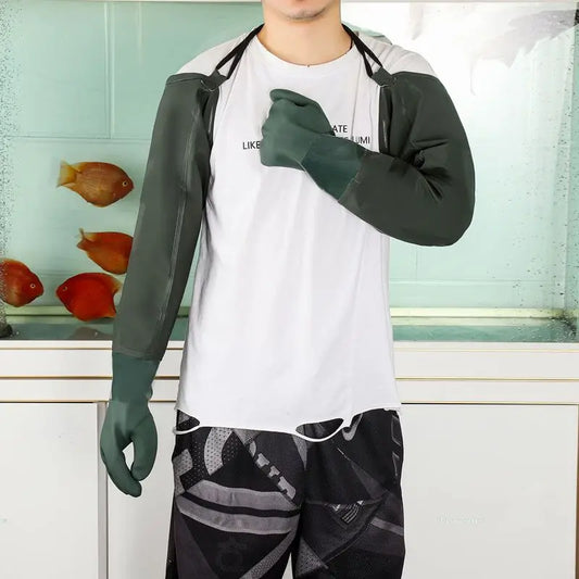 Super long oil proof thickening puncture-proof waterproof wear-resistant aquatic rubber gloves