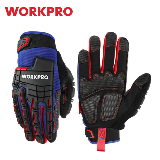 WORKPRO Heavy Duty Work Gloves Synthetic Leather Mechanic Gloves Impact Working Gloves PVC Protection Touch Screen
