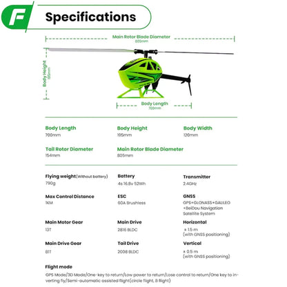 Flywing FW450l V3 Rc Helicopters Toys 6ch Adults Remote Control Helicopter Model PNP RTF 3D GPS Automatic Return RC Helicopter