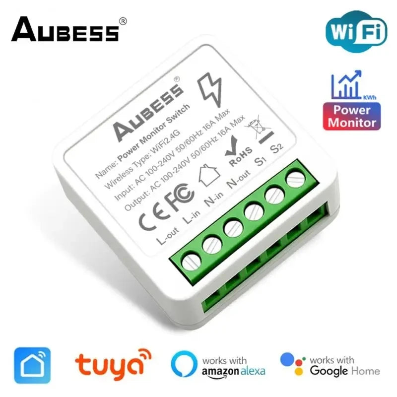 TUYA 16A WiFi Mini Smart Switch Two Way Control Light Switch Power Metering Breaker Smart Home Via SmartLife Alexa Google Alice