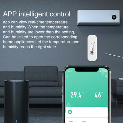 Tuya Smart WiFi Bluetooth Temperature And Humidity Sensor Indoor Thermometer Hygrometer Monitoring Works With Alexa Google Home