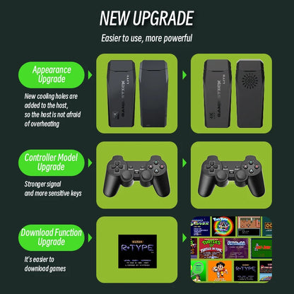 DATA FROG Video Game Console Built in 10000 Retro TV Games For PS1/GBA Portable 2.4G Wireless Game Stick 4K Support HD TV Output