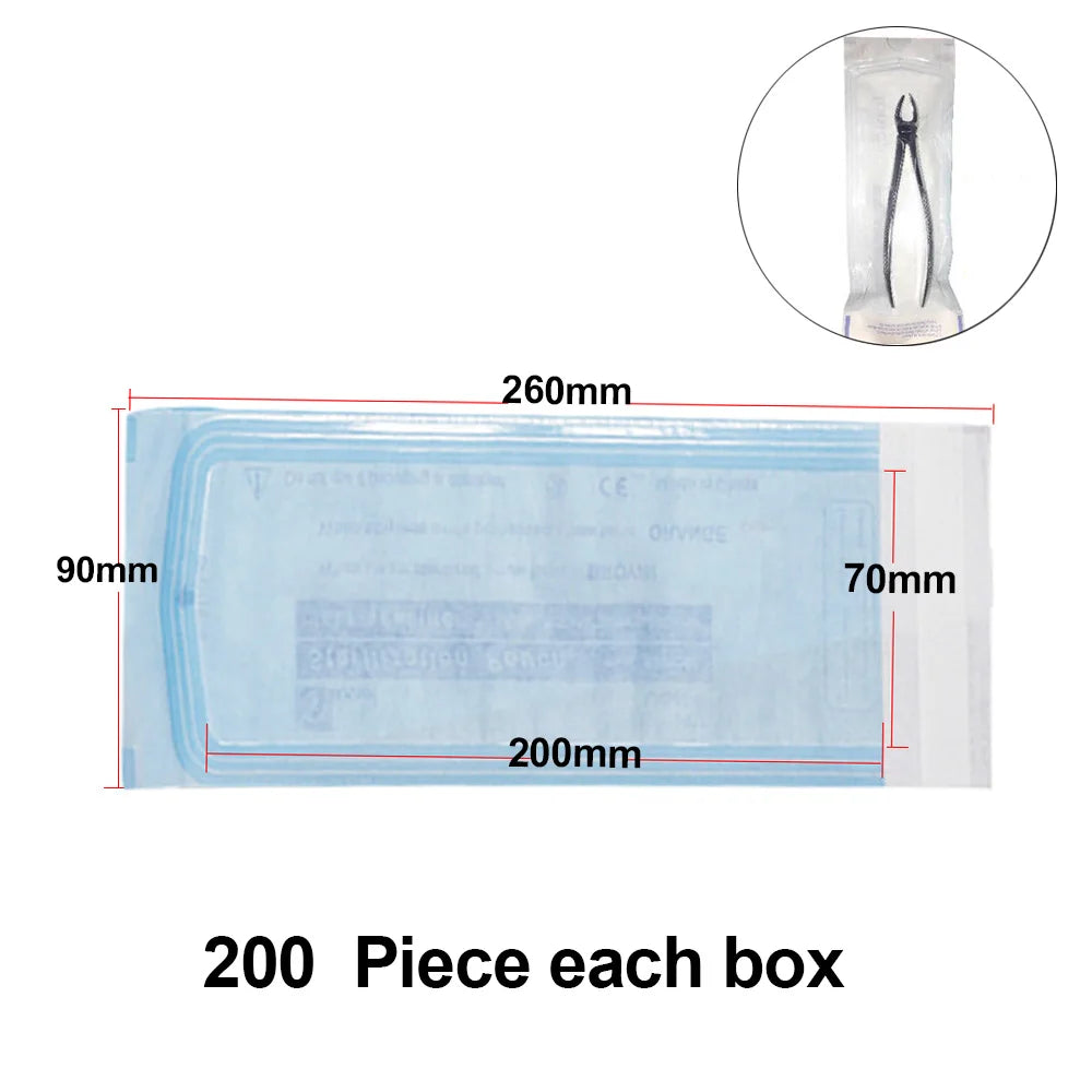 200 PCS Self Sealing Sterilization Pouch Bags for Nail Tools Grade Paper Disposable Dental Tattoo Accessories Tool Storage Bag