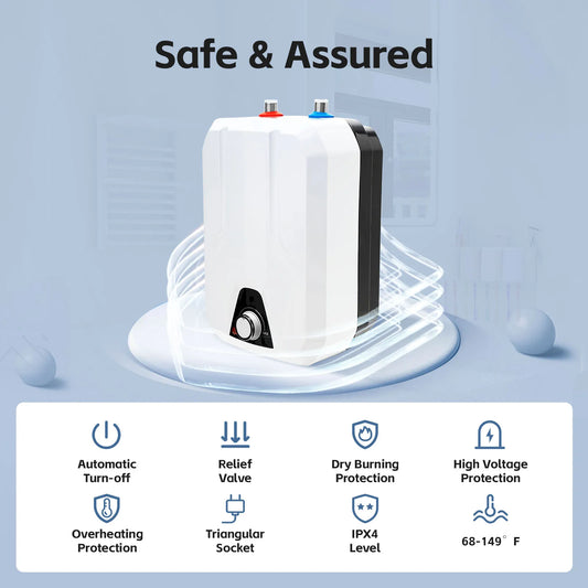 1500W Electric Water Heater Kitchen Household Electrical 8L/2.1GL Huge-110V Instant Hot Water for Kitchen RV Trailer Bathroom