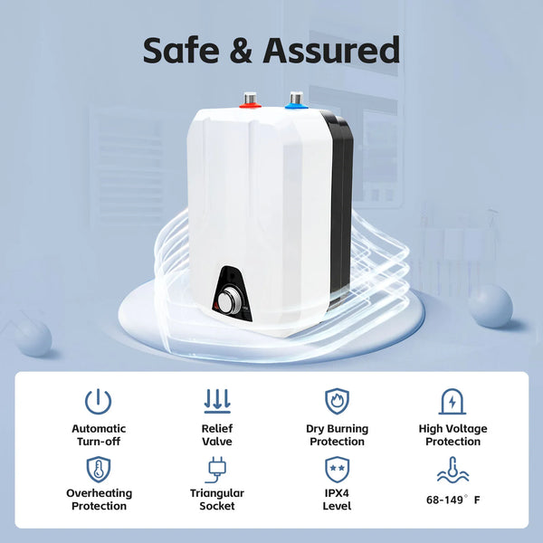 1500W Electric Water Heater Kitchen Household Electrical 8L/2.1GL Huge-110V Instant Hot Water for Kitchen RV Trailer Bathroom